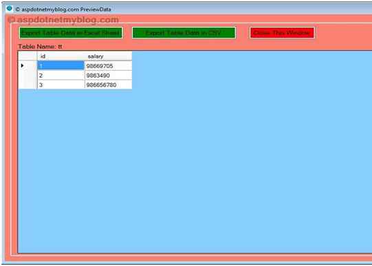 existing data in table
